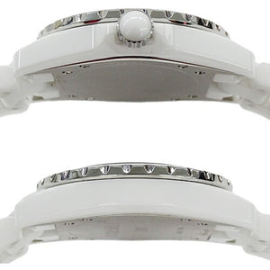 CHANEL Watch Men's J12 Date Automatic Winding AT Ceramic Stainless Steel SS H0970 White Silver Polished