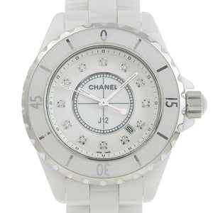 CHANEL J12 watch 12P diamond H1628 white ceramic quartz analog display ladies dial