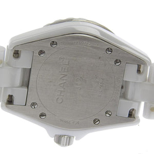 CHANEL J12 Watch 12P Diamond H1628 White Ceramic x Quartz Analog Display Ladies Dial