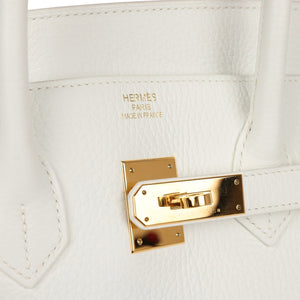 Hermes Birkin 35 White Clemence Gold Hardware