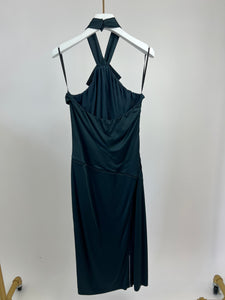 Gucci Green Sleeveless Bow Neck Dress with Cutout Line Details Size IT 40 (UK 8)
