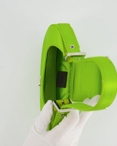 Fendi Lime Green Satin Mini Cookie Hobo Bag with Silver Hardware