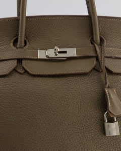 Hermes Birkin 40cm in Etoupe Clemence Leather with Palladium Hardware