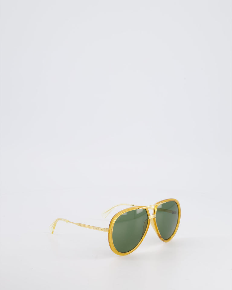 Gucci Gold Acetate Aviator Sunglasses