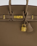 Hermès Birkin Retourne 25cm in Etoupe Togo Leather with Gold Hardware