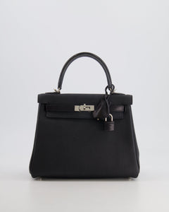 *RARE* Hermes Kelly Touch Retourne 25cm Bag in Black Togo leather and Lizard with Palladium Hardware