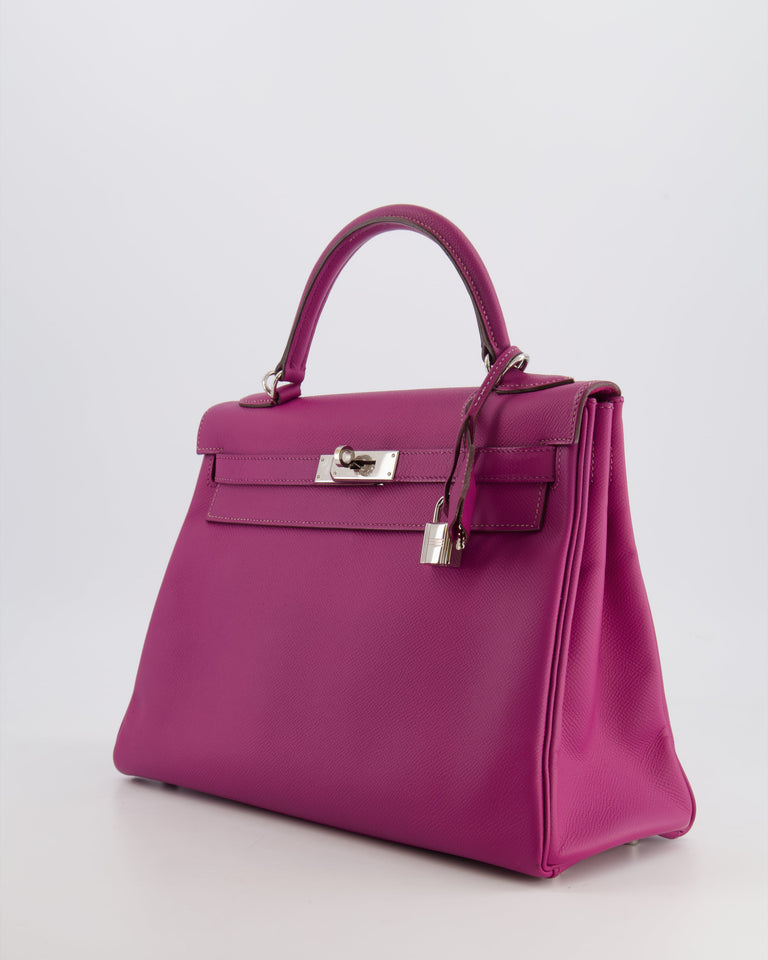 Hermes Candy Kelly Bag 32cm Retourne in Tosca Epsom Leather and Rose Tyrien Interior with Palladium Hardware