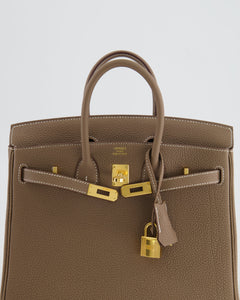 Hermès Birkin 25cm Retourne Bag in Etoupe Togo Leather with Gold Hardware