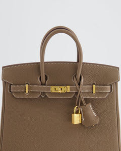 Hermès Birkin 25cm Retourne Bag in Etoupe Togo Leather with Gold Hardware