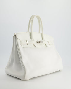 Hermès Birkin 35cm Bag in White Clemence Leather with Palladium Hardware