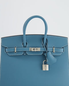 Hermès Birkin 25cm Sellier in Bleu Jean Epsom Leather with Palladium Hardware