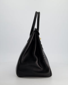 LEATHER* Hermès Vintage Birkin Bag 35cm in Black Gulliver Leather with Gold Hardware