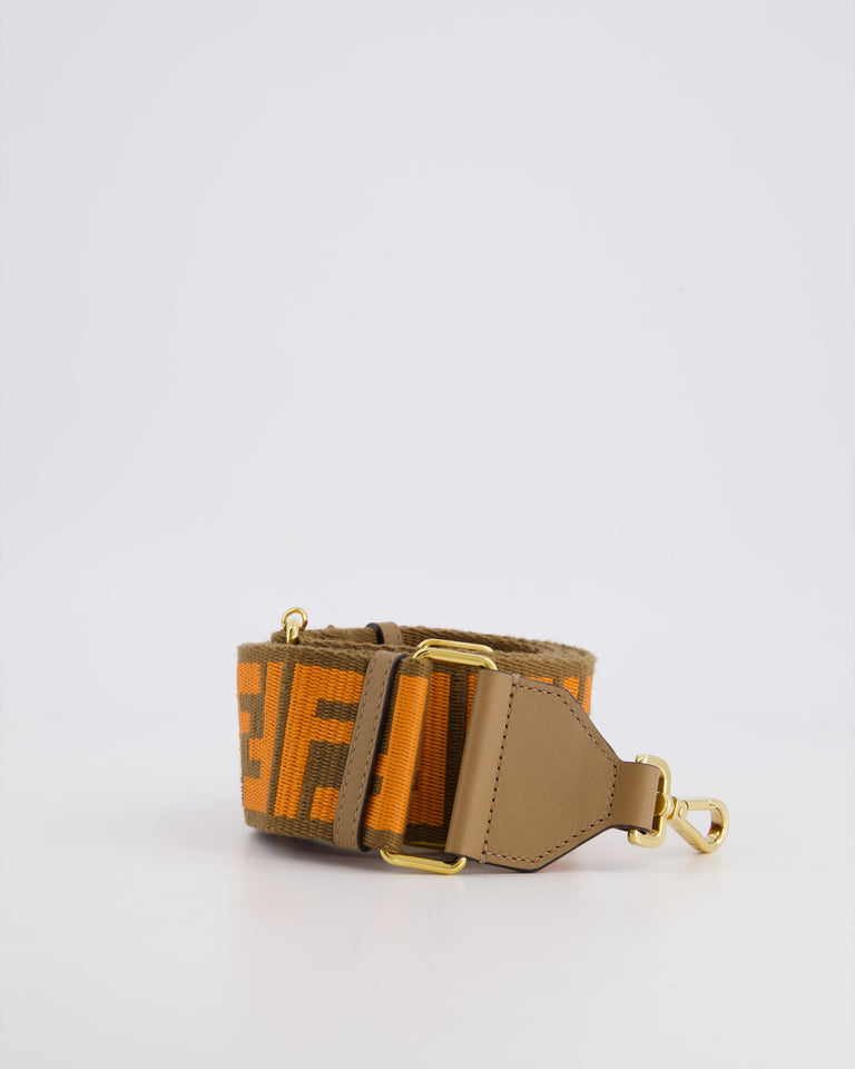 Fendi Brown and Orange 'Strap Me' Bag Strap with Gold Hardware RRP £650