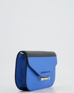 Prada Blue and Black Leather Small Bag with Silver Hardware