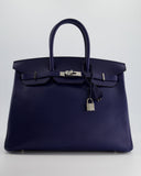 Hermès Birkin 35cm Retourne Bag in Bleu Saphir Epsom Leather with Palladium Hardware