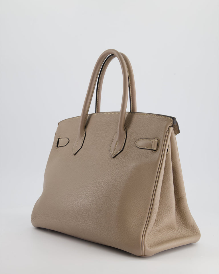 Hermes Birkin 30cm Retourne Bag in Gris Touturelle Clemence Leather with Palladium Hardware