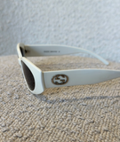 Gucci White Oval Sunglasses with Logo Detail
