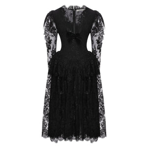 Alessandra Rich-Embellished Tiered Lace Midi Dress - Runway Catalog