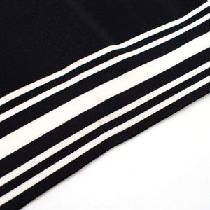 Black Square-neck Stripe-trim Knit Dress 6504312M
