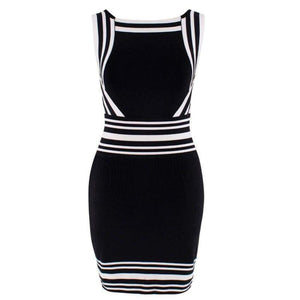 Balmain-Black Square-neck Stripe-trim Knit Dress 6504312M - Runway Catalog
