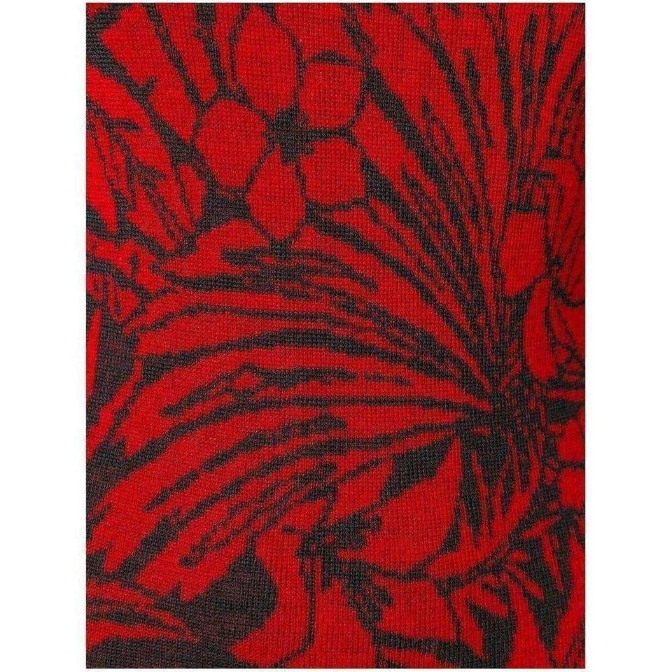 Red Black Flower Intarsia Wool Dress 3764378M