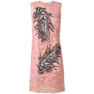 Emilio Pucci-Sequin Lace Feather Embroidered Dress - Runway Catalog