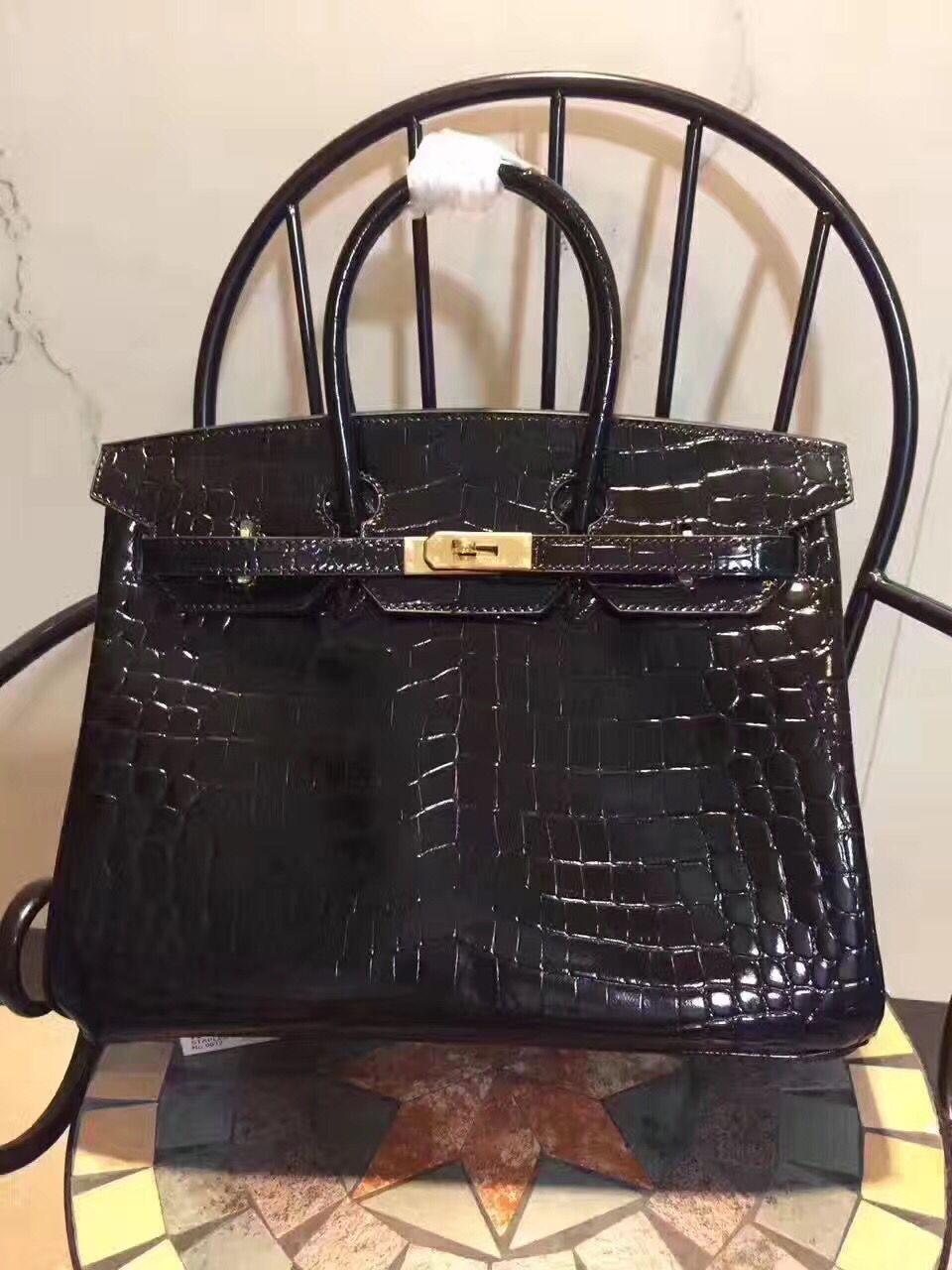 Hermes Birkin 35cm Crocodile Leather Handbag Black Gold – Kilta Bags