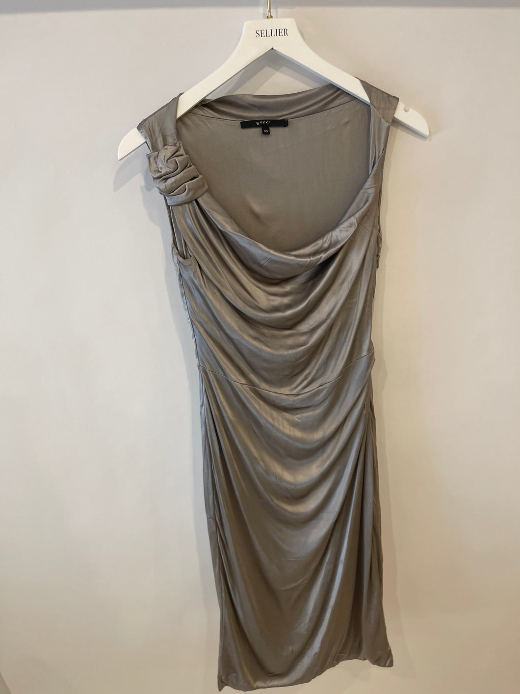 Gucci Grey Satin Midi Dress Size XS (UK 4)