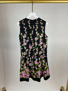 Gucci Black and Print Rose Printed Bow Dress Size IT 38 (UK 6)