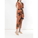 La Robe Henri Print Drape Midi Dress