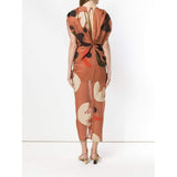 La Robe Henri Print Drape Midi Dress