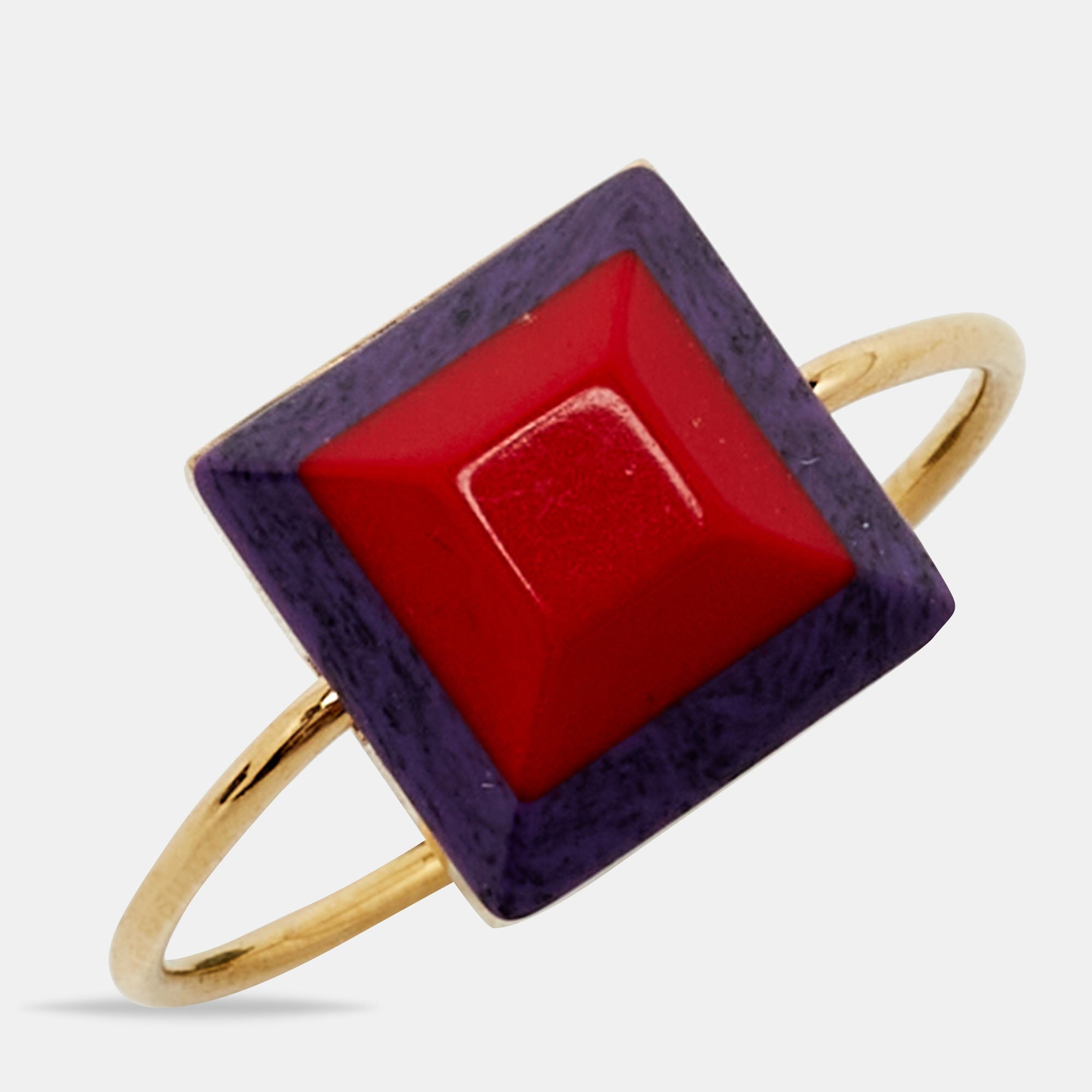 FENDI Resin Gold Tone Ring Size 52 – Kilta Bags