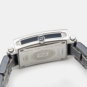 FENDI Black Ceramic Stainless Steel Diamond Quadro 6200G Women's Wristwatch 30 mm