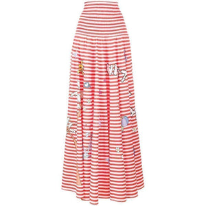 Mira Mikati-Mira Mikati Red White Stripe Cotton Skirt Dress - Runway Catalog