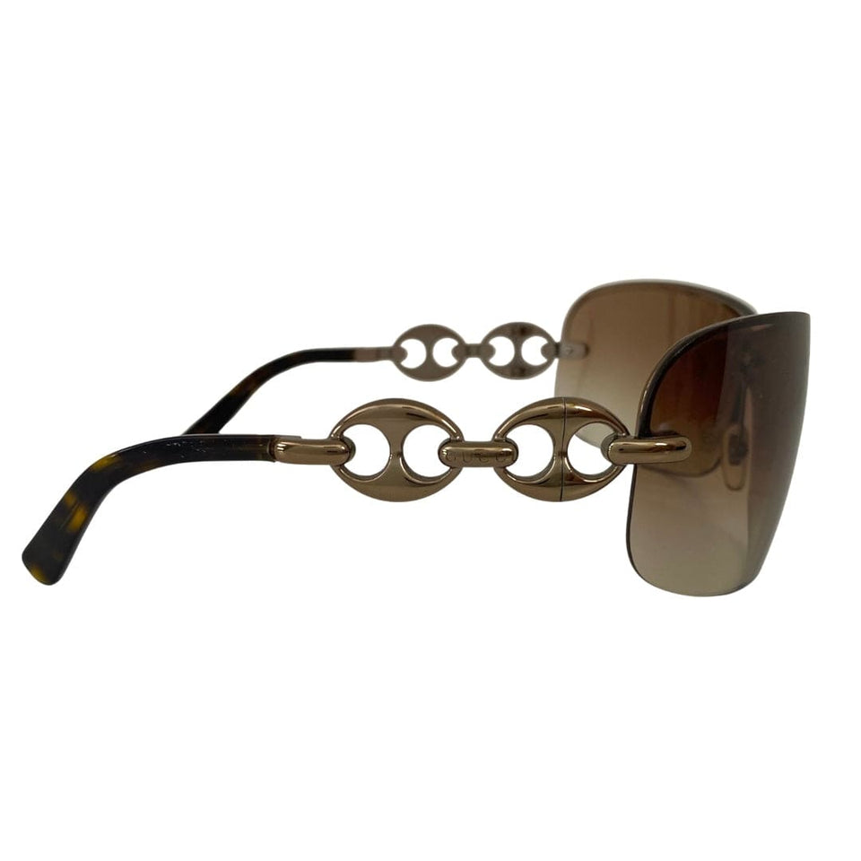 Gucci Rimless Gold Metal Link Sunglasses
